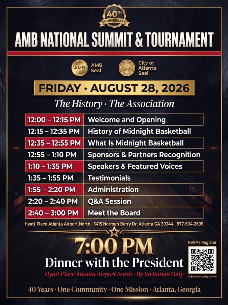 AMB National Summit & Tournament — 40th Anniversary — Friday, August 28, 2026 at Hyatt Place Atlanta Airport North